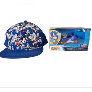 Brand NEW! Sonic The Hedgehog Kids Blue Cap and Toy Car Set
